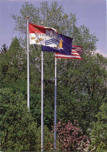 Flags outside the Rensselaer Union