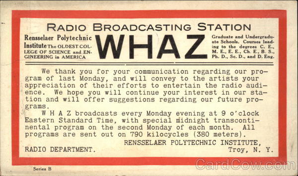 WHAZ Renssealer Polytechnic Radio Broadcasting Station