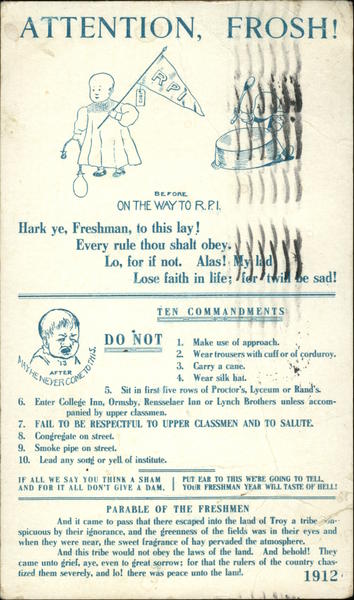 Attention, Frosh! Ten Commandments 1912