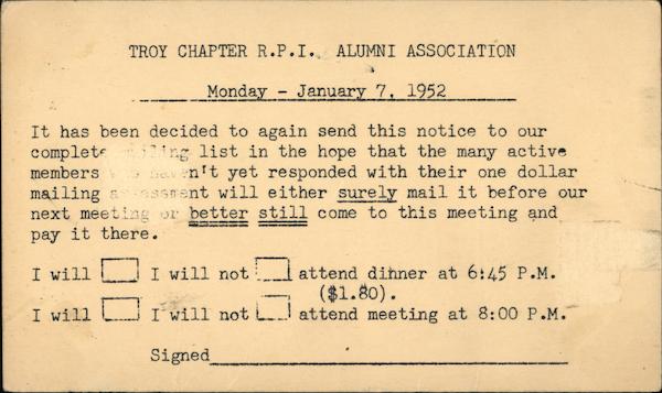 RPI Alumni Association 1952