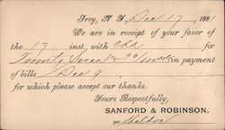 Sanford & Robinson Remittance Receipt 1881