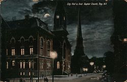 City Hall & First Baptist Church at Night